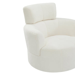 English Elm 360° Swivel Chair - Plush Upholstered Barrel Accent Chair With Adjustable Headrest For Home & Office N719P272676A