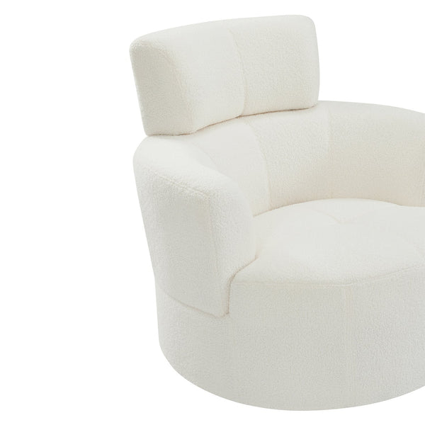 English Elm 360° Swivel Chair - Plush Upholstered Barrel Accent Chair With Adjustable Headrest For Home & Office N719P272676A
