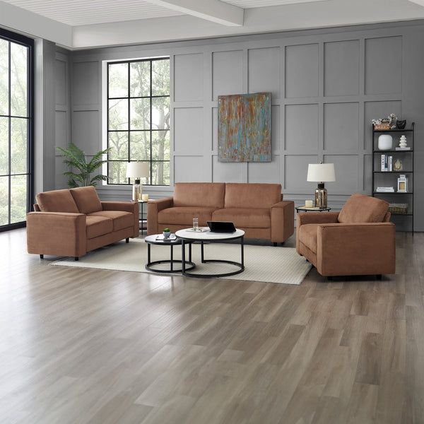 English Elm Modern Minimalist Corduroy Sectional Sofa Set - 3-Piece Brown Design For Cozy, Stylish Living Spaces B347S00007