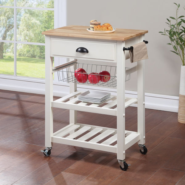 OSP Home Furnishings Hampton Kitchen Cart White White