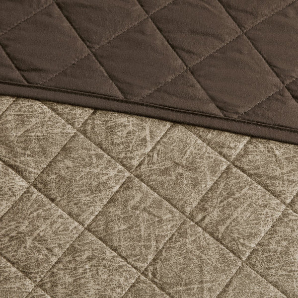 English Elm 6 Piece Reversible Daybed Cover Set Boone - Faux Suede Diamond Quilted Twin, 6-Pc Cabin Charm Ensemble B03597569