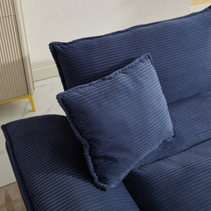 English Elm Corduroy Stylish Sleeper Sofa Loveseat with Dual-Layer Cushions & Two Support Pillows, Sturdy Frame Blue W676P184142