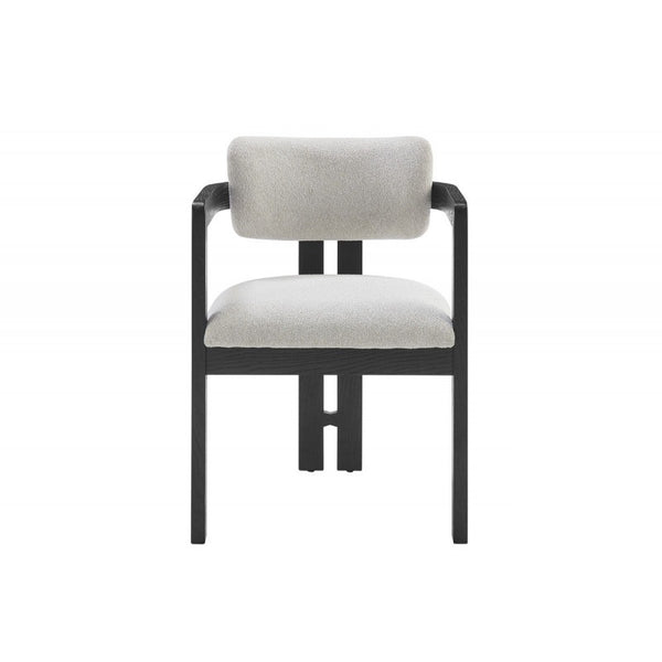 English Elm Modern Rustic Upholstered Dining Arm Chair with Sculptural Fluted Base, Curved Arms & Plush Comfort Black 24.5 L x 25.5 W x 40.5 H B011P366702