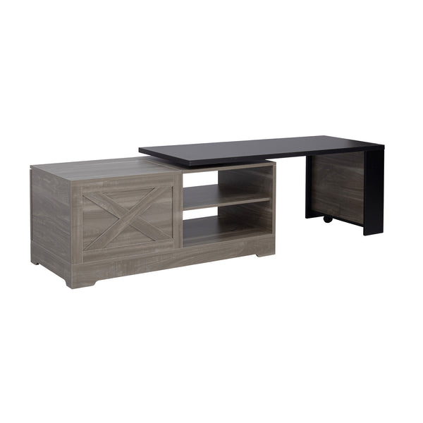 English Elm U-can Farmhouse Lift Top Coffee Table Barn Door Hidden Storage Living Room Brown+Black N724P351732E