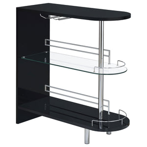 English Elm Karinna Sleek Black High-Gloss 2-Tier Bar Table with Glass Shelf Modern Storage & Display Accent B062P331041