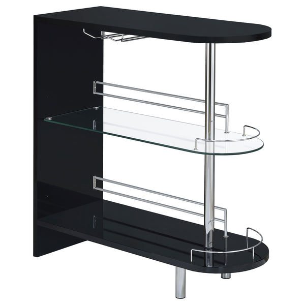 English Elm Karinna Sleek Black High-Gloss 2-Tier Bar Table with Glass Shelf Modern Storage & Display Accent B062P331041