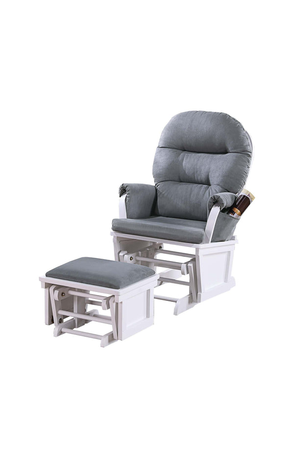 English Elm Glider Gray Microfiber Reclining Chair with Ottoman - Luxurious Smooth Gliding, Solid Wood Base, Pocket B011P375971