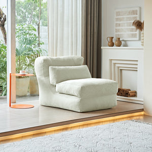 English Elm Cloud Corduroy Sleeper Chair Foldable High Density Foam Seat for Small Space Living Beige W1765P448558