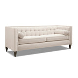 English Elm Jack 84" Modern Tuxedo Tufted Sofa, Sky Neutral Beige Polyester