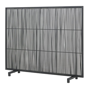 English Elm Willow Iron Fireplace Screen Powder Coated Vertical Bar Grid for Modern Interiors Black N775P386927B