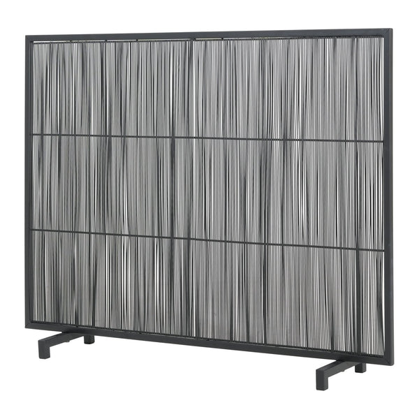 English Elm Willow Iron Fireplace Screen Powder Coated Vertical Bar Grid for Modern Interiors Black N775P386927B