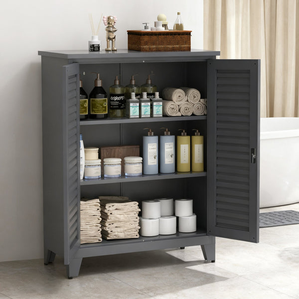 English Elm 47'' Heavy-Duty Metal Tool Storage Cabinet Slate - Space-Saving Wall Mount, Adjustable Shelves, Pegboard Organizer W3387P351632