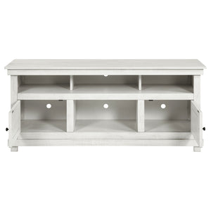 English Elm Castleton Rustic Distressed White 60" TV Stand - Modern Farmhouse Media Console with Shelves & Cupboards B062P375514