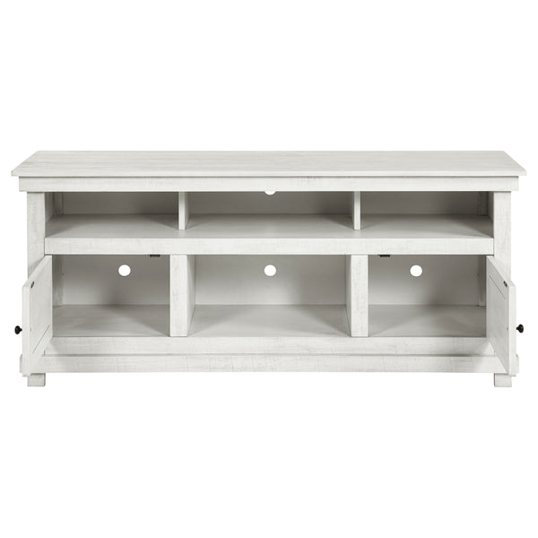 English Elm Castleton Rustic Distressed White 60" TV Stand - Modern Farmhouse Media Console with Shelves & Cupboards B062P375514