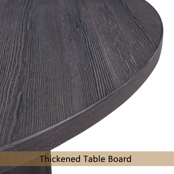 English Elm Modern Farmhouse Round Dining Table Seats Four Scratch Resistant Wood Grain Top W1998P305923