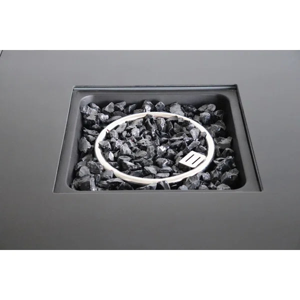 English Elm 25'' 25'' H x 30'' W Steel Outdoor Fire Pit Table with Lid, Gray, 40,000 BTU, 8hr Burn Time, Push-Button Ignition B120P230266