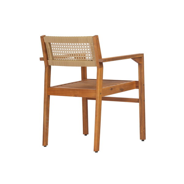 English Elm Dining Chair Set of 2 Wicker and Acacia Wood for Indoor or Covered Patio Use Teak N776P381115T