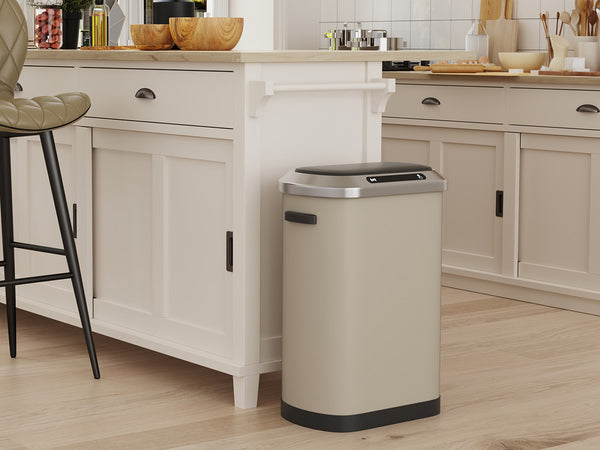 English Elm 50L Smart automatic Trash Can with Silent Slow-Close Lid, Motion Sensor, Durable 0.45mm Steel Body LIGHT GREY W1550P247975