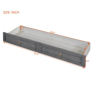 English Elm Queen Murphy Wall Bed with Rattan Panel Cabinet and Storage Drawers for Studio Rooms Gray LP000676AAE