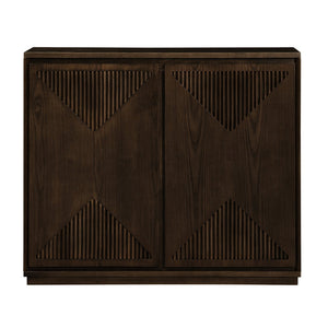 English Elm Mid Century Modern V-Shape Storage Cabinet - Stylish Buffet & Coffee Bar For Narrow Spaces, Brown W1801P362147