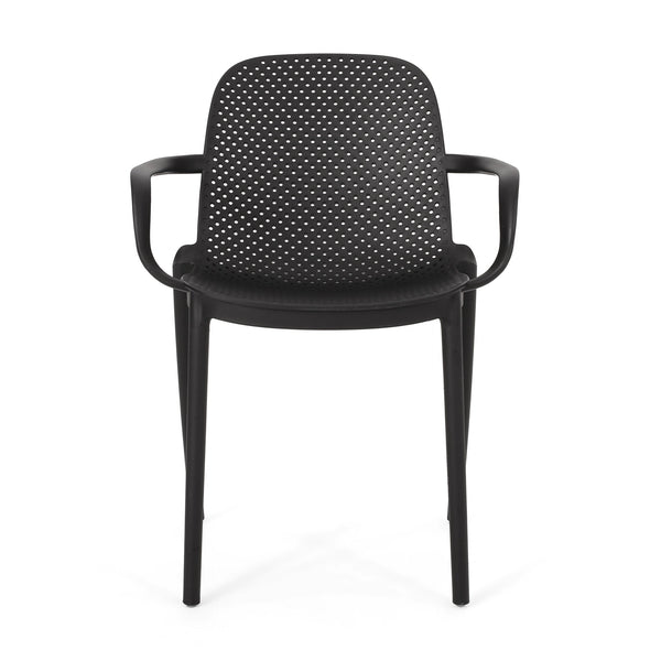 English Elm Christopher Knight Home® - GARDENIA Weather-Resistant Outdoor Dining Chair with Perforated Modern Design and Durable Polypropylene Frame Black 33.5 L x 23.5 W x 23.5 H 68521.00BLK
