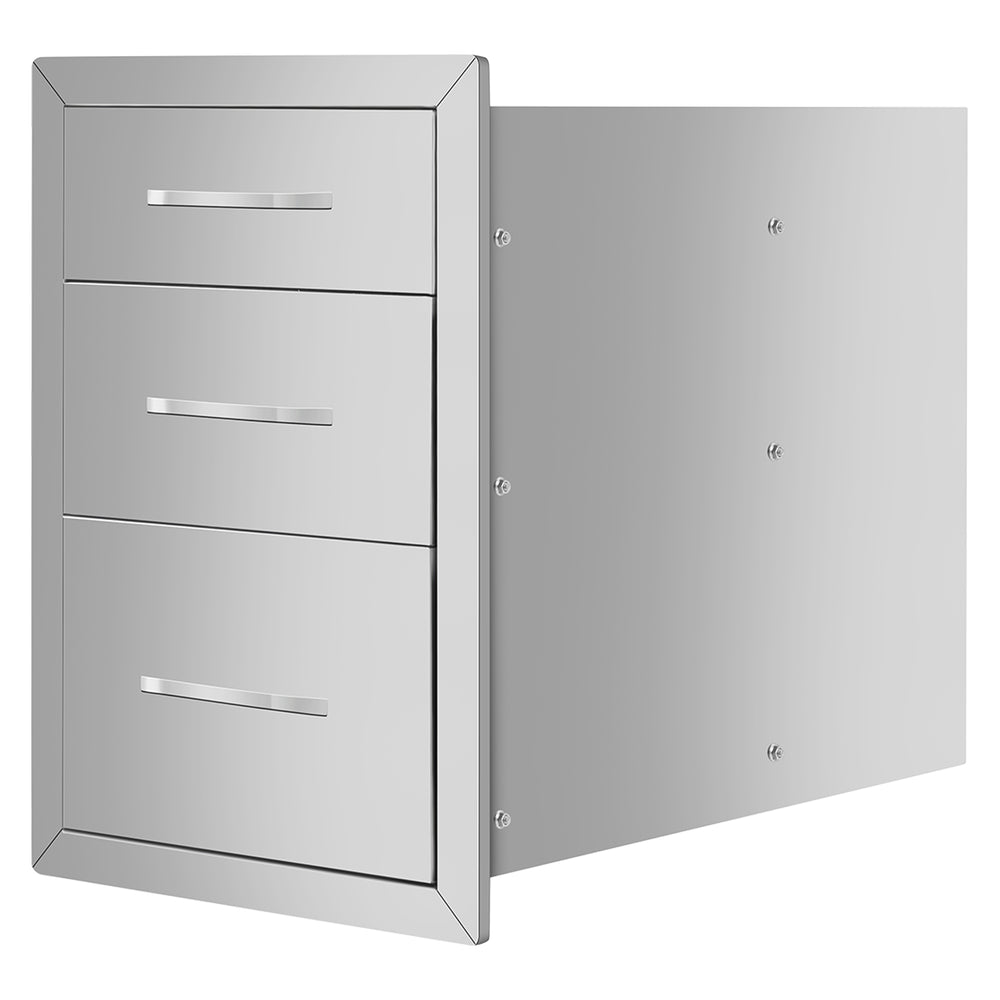 English Elm 18"x23"x23" Stainless Steel Outdoor Kitchen Three-drawer Cabinet for Patio Storage W3167P303256