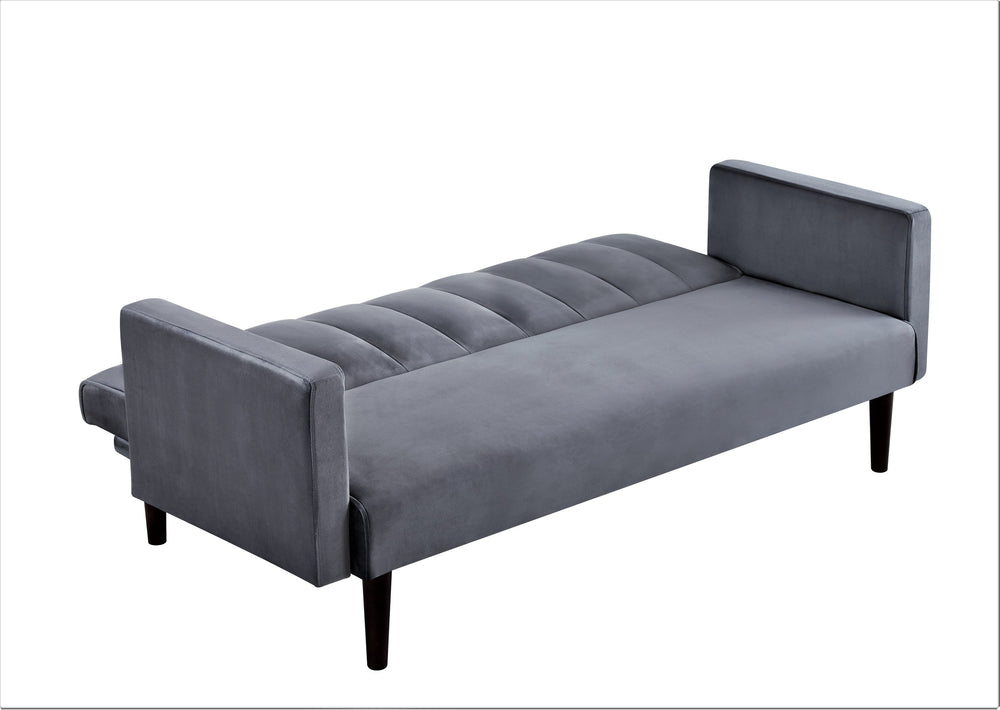 English Elm 72" Velvet Futon Sofa Convertible Twin Sleeper with Channel Tufting and Solid Wood Frame B2735P421792