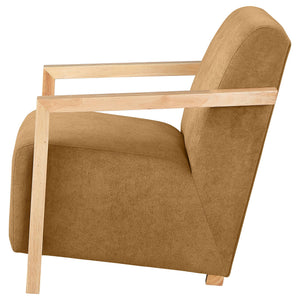 English Elm Landis Grey Fabric Accent Chair with Natural Wood Arms for Modern Living Spaces B062P441109