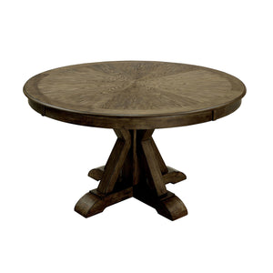 English Elm Dining Round Table 54" Diameter Rustic Warm Finish 30" Height Elegant Nailhead Style Design Light Oak 57 L x 57 W x 7.5 H B2741P284207