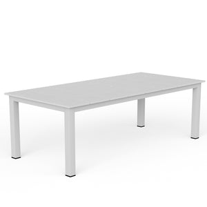 English Elm 7-piece Outdoor Dining Set with Spacious 75" HDPE Table, Aluminum Legs and Waterproof Chairs, Durable White T3898S00002