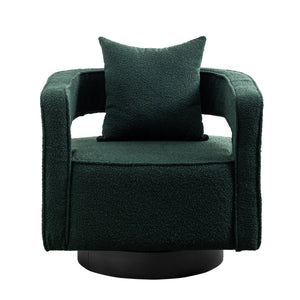 English Elm 29.13"w Boucle Swivel Accent Chair Open Back 360 Rotation Modern Lounge Seating Green W3188P417877