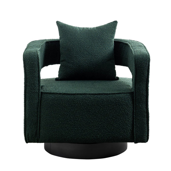 English Elm 29.13"w Boucle Swivel Accent Chair Open Back 360 Rotation Modern Lounge Seating Green W3188P417877