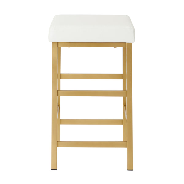 OSP Home Furnishings 26" Gold Backless Stool White