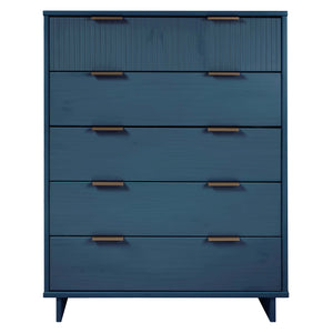 English Elm Granville 38" Chest - Elegant Midnight Blue 5-Drawer Storage With Gold Handles For Modern Spaces B365S00083