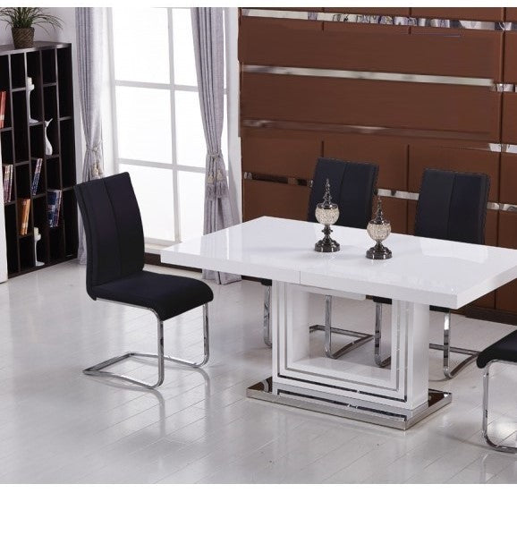English Elm Black Faux Leather Dining Side Chairs with Polished Chrome Frame Set of 2 Black B011P439049