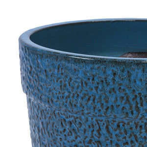 English Elm 3 Pieces Ceramic Flowerpot Set - Handcrafted Antique Blue Planters For Indoor & Outdoor Decor W3273P321470