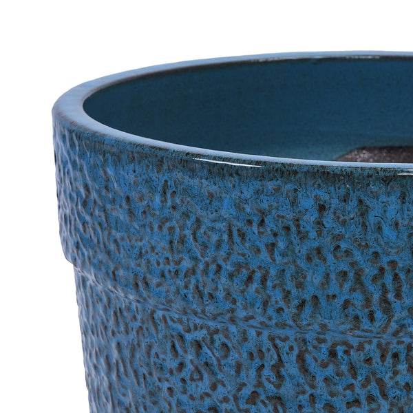 English Elm 3 Pieces Ceramic Flowerpot Set - Handcrafted Antique Blue Planters For Indoor & Outdoor Decor W3273P321470