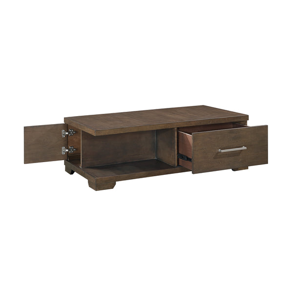 English Elm Modern Mango Veneer End Table with Dovetail Drawer and Open Shelf, Nickel Pull, Contemporary Storage Design Espresso 53.5 L x 29.5 W x 22 H B011P387102
