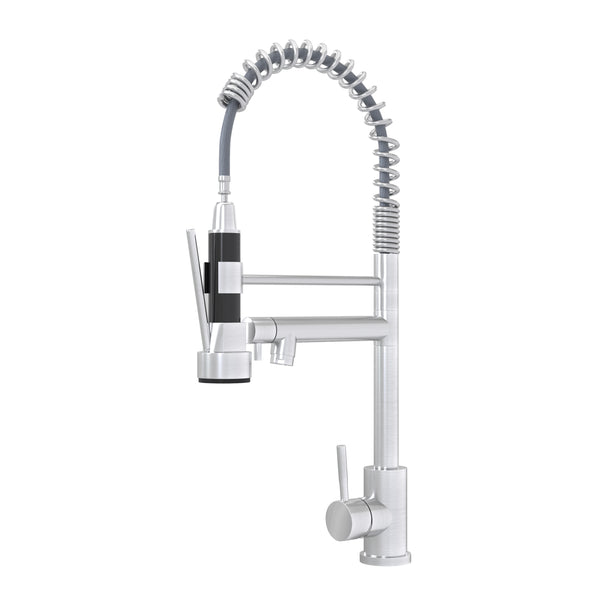 English Elm Bothwa Cupc Certified Single Handle Kitchen Faucet Tall Arc Stainless Steel Design Brushed Nickel B2724P262358