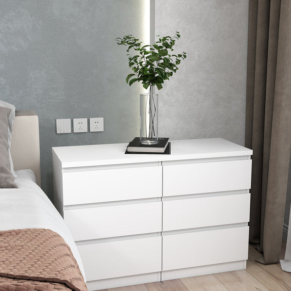 English Elm 19.7-inch Matte Finish 3 Drawer Nightstand Set of 2 Handle Free Modern Bedroom Storage White W3151S00079