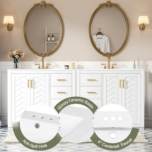 English Elm 72'' Modern Bathroom Vanity Set With Ceramic Sink, Solid Wood Frame, Soft-Close Drawers & Doors N710SS00013K