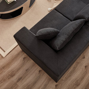 English Elm 104-Inch Corduroy Modular L Shaped Sectional Sofa with Plush Foam, No Assembly, Versatile Lounge Black W834S00387