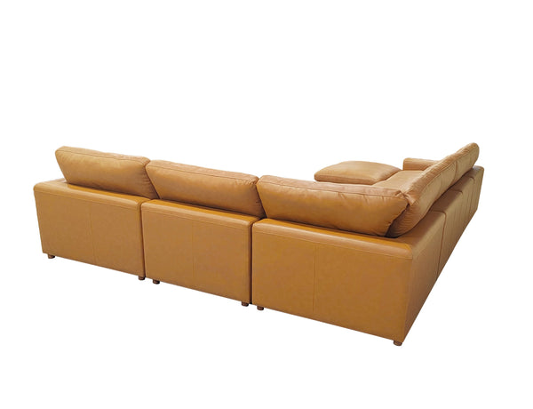 English Elm Leather Match Modular Sectional Sofa with Top Grain Upholstery for Open Living Rooms Ginger B2748S00165