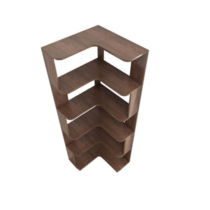 English Elm 6 Tier Freestanding L-Shaped Corner Bookshelf with Anti-Tip, Rounded Corners, 3D Wood Grain Finish Dark Brown W2899P372516