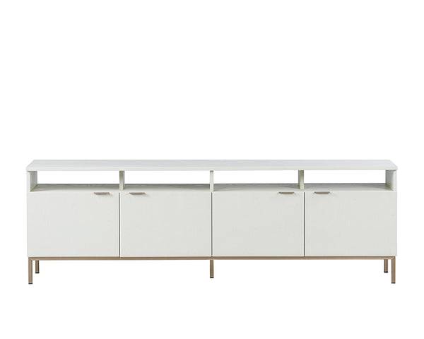 Sunpan Ambrose Modular Media Console & Cabinet - Elegant Oak Design with Stylish Soft Close Doors Champagne Gold / Cream