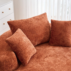 English Elm Round Swivel Barrel Chair Plush Chenille Upholstery Cozy Accent Seat for Any Room Orange W2915P338894