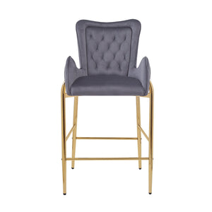 English Elm Christopher Knight Home® - 28.75inch Velvet Counter Height Stool Set of 2 with Tufted Back, Gold Frame & Foam Comfort, 265lb Gray N762P199823E