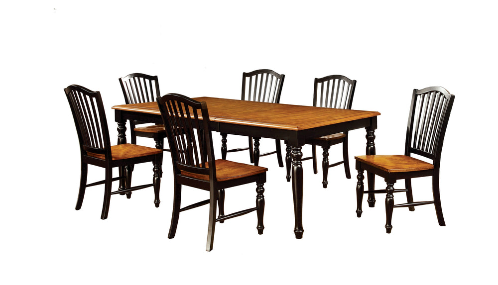 English Elm Elegant Country Transitional Solid Wood Dining Set Seats Six with Expandable Leaf B2741S00922