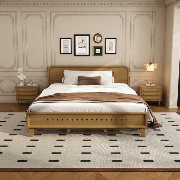 English Elm Christopher Knight Home® - Pine Solid Wood Queen Bed - Rustic Yellow Finish, Easy Assembly, No Box Spring Needed, Sturdy Design N770P291028N_N770P291029N