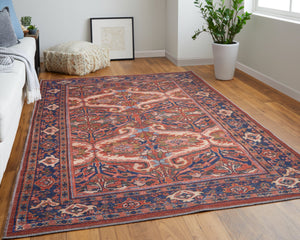 Feizy Rugs Rln39hmf Rawlins Vintage-inspired Polyester Medallion Rug – Antique Charm With Intricate Patterns & Warm Hues Red,Tan,Blue Polyester Rln39hmfrednvyp00
